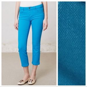 ANTHROPOLOGIE Pilcro Slim Cropped Turquoise Jeans